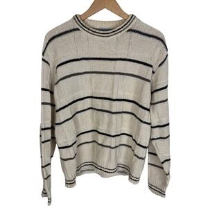 Vintage Crusader Reef Mens Medium Striped Textured Cotton Crewneck Sweater USA